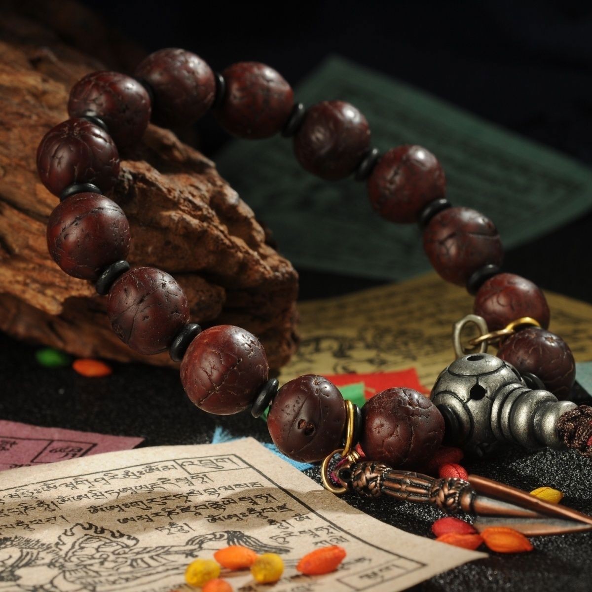 Tibetan Old Phoenix Eye Bodhi Bracelet Buddhist Prayer Beads Vintage Mala