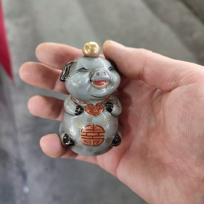 Chinese Porcelain Snuff Bottle Important Ceramics Work Pig Art Statue Painting