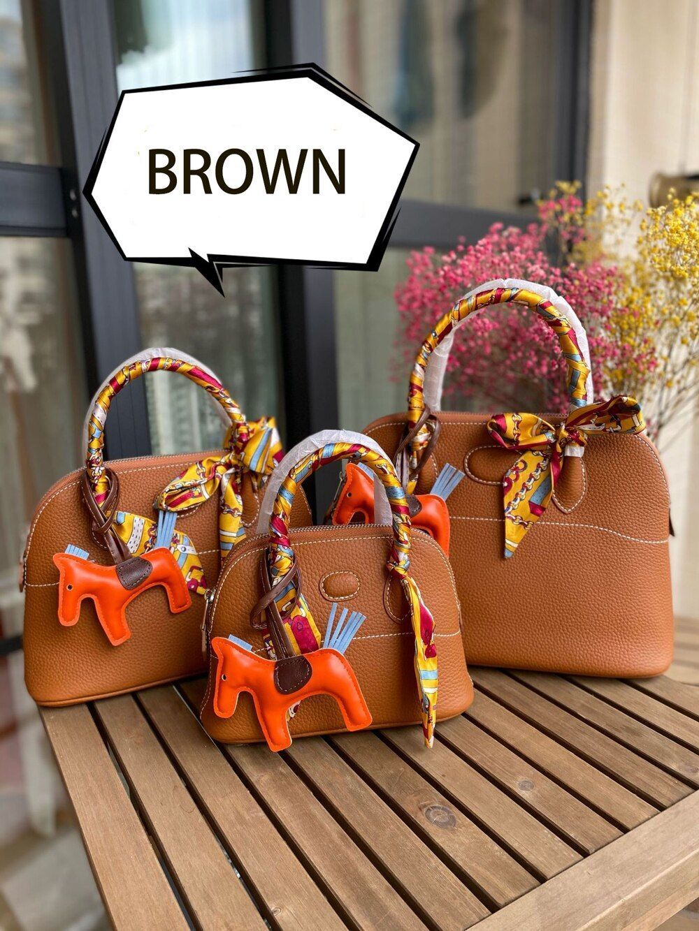 Genuine Leather Handbag Shell Bag Leather Strap Shoulder Purses Tote S/M/L Sizes