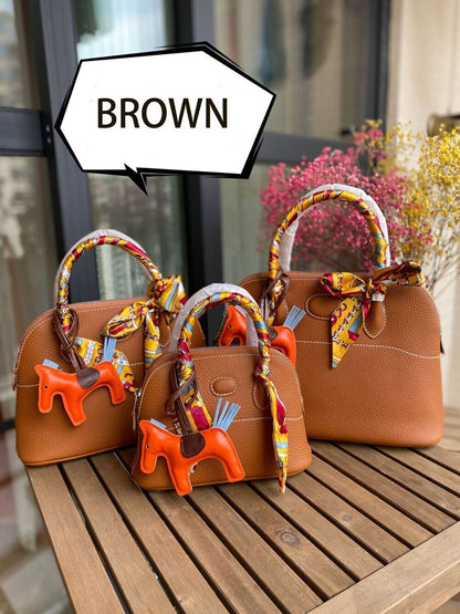 Genuine Leather Handbag Shell Bag Leather Strap Shoulder Purses Tote S/M/L Sizes