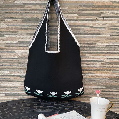 Soft Knitted Underarm Slouchy Bag Fashion Kawaii Cute Crochet Shopping Bag 40*60