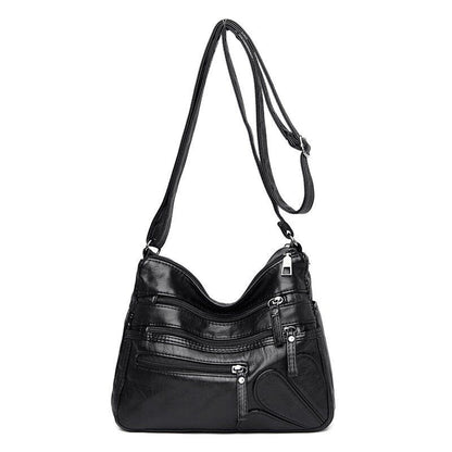 Women's Soft Leather Shoulder Bags Multi-Layer Crossbody Bag Handbag