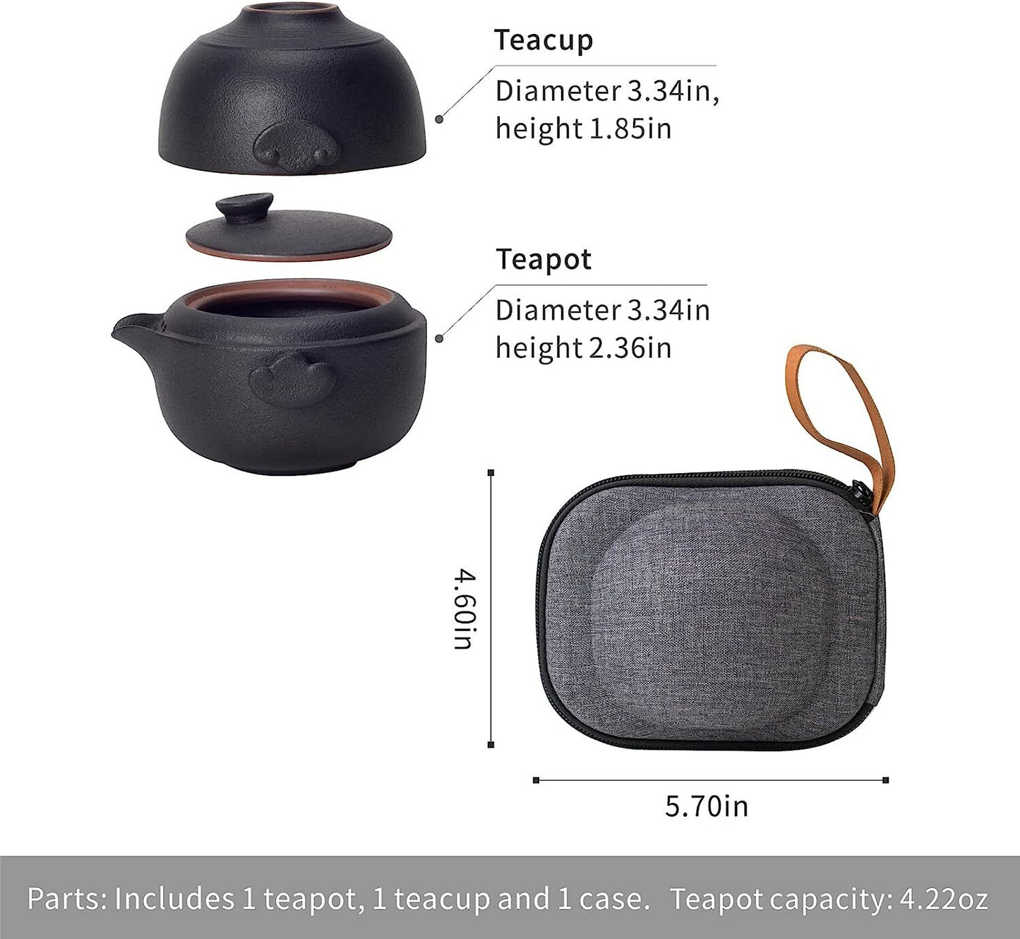 Chinese Travel Gaiwan Tea Set for One Ceramic Small Kungfu Teapot Teacup