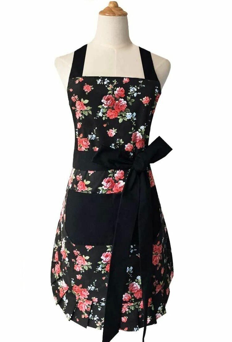Women Retro Aprons 70x70cm Cotton Plus Size Vintage Cooking Kitchen Cleaning Bib