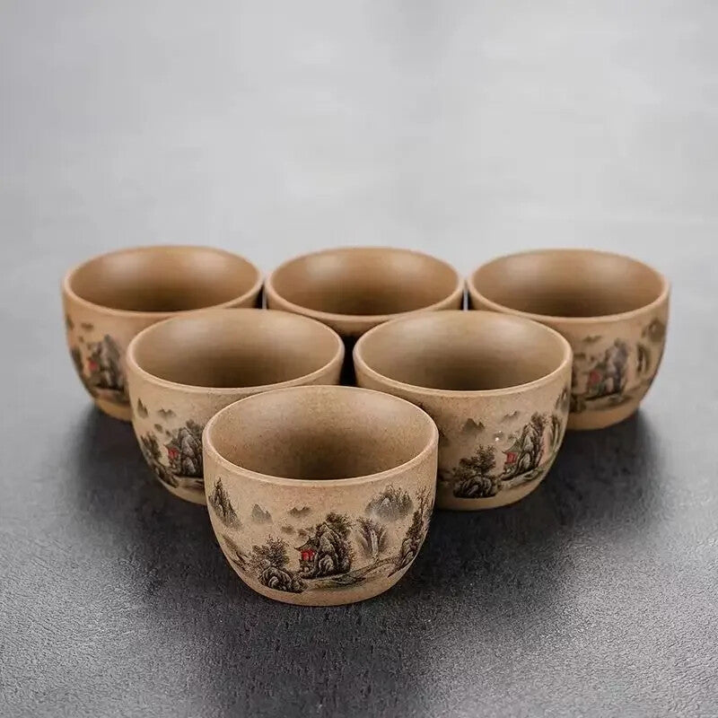 Rough Pottery Hand-painted Tea Cup Kung Fu Tea Set Chinese Cups Ceramic Teacups