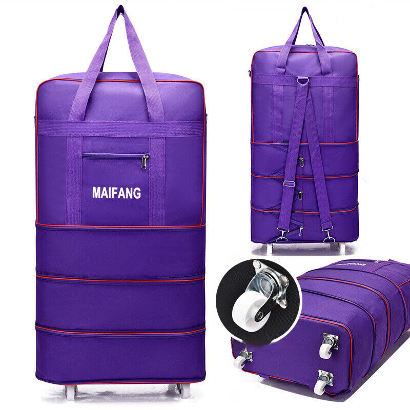 Large Capacity Foldable Luggage Trolley Bags Oxford Expendable Wheel Travel Bags