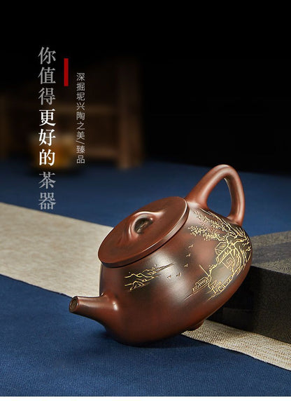 Chinese Ceramic Tea Pot Handmade Ceramic Tea Pot Set Pu'er Tea Pot财源滚滚