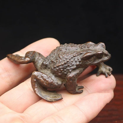 Brass Frog Statue Garden River Home Ornament Small Wealthy Tea Pet Mascot Animal