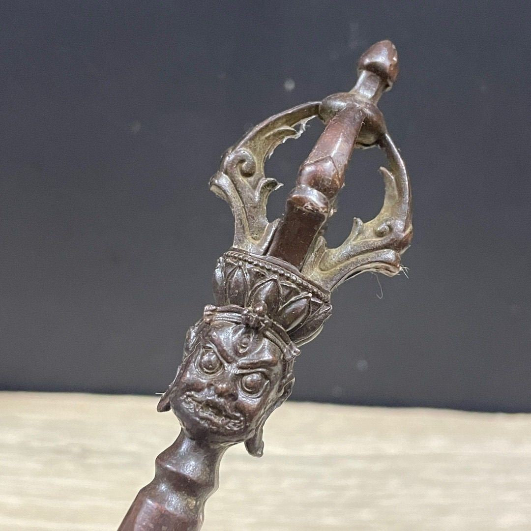 Tibetan Buddhist 5-Sect Vajra Dorje Pestle | Copper Alloy Ritual Decor Figurine