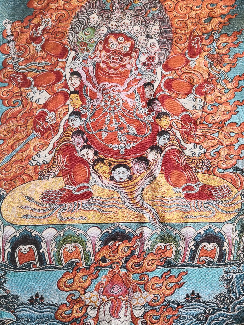 36" Tibet Tibetan Cloth Silk Horsr-deity Vajra Hayagriva Tangka Thangka Mural