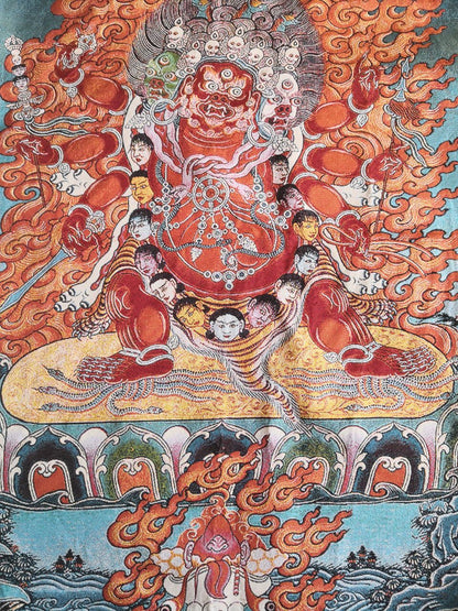 36" Tibet Tibetan Cloth Silk Horsr-deity Vajra Hayagriva Tangka Thangka Mural