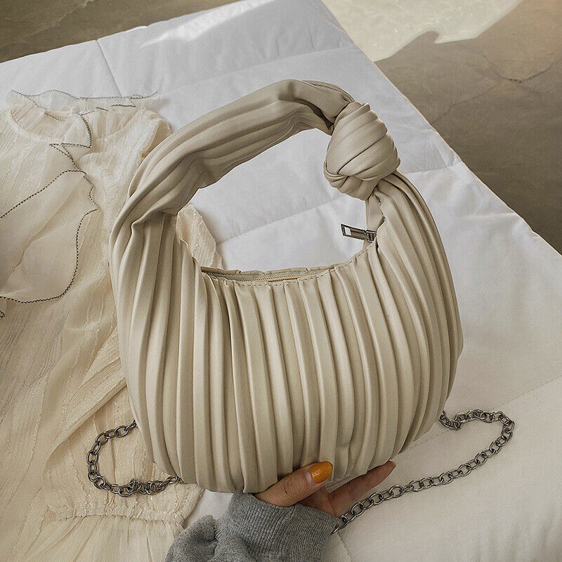 New Vintage Niche Armpit Pleated Bag Women Tote Soft Knot Dumpling Bag