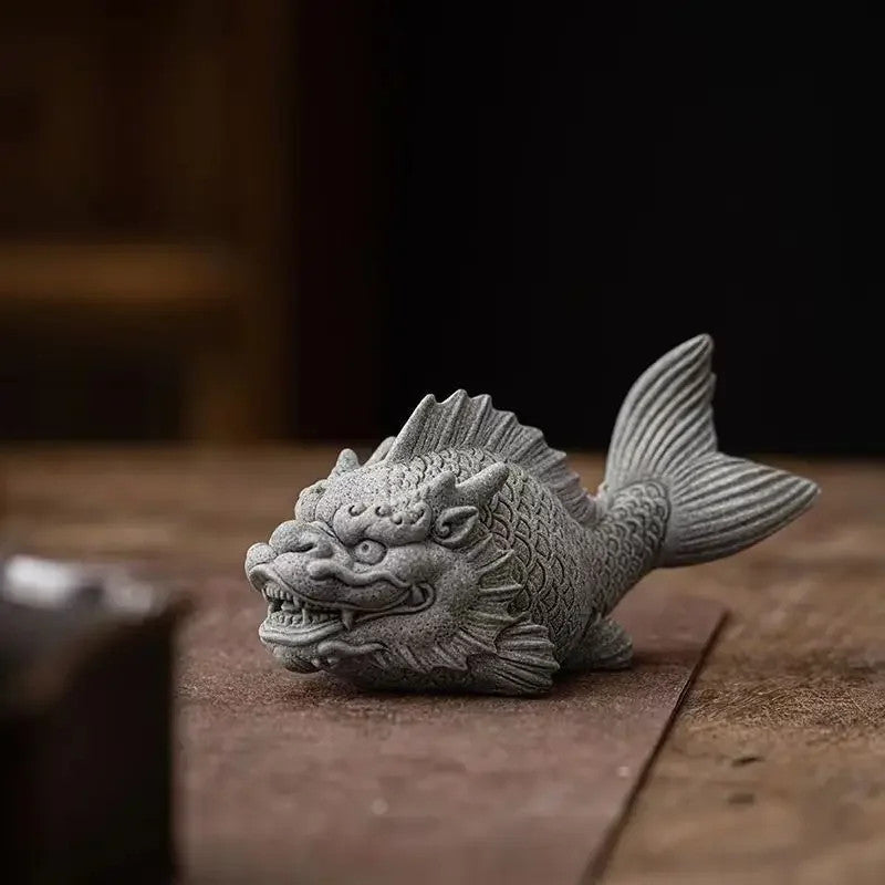 13.6cm Exquisitely Dragon Fish Tea Pet Ornament handmade Accessory Decorative
