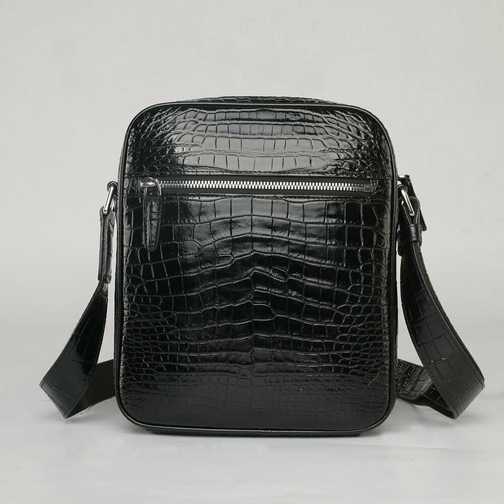 Handcrafted Alligator Crocodile Skin Leather Men's Shoulder Messenger Luxury Bag
