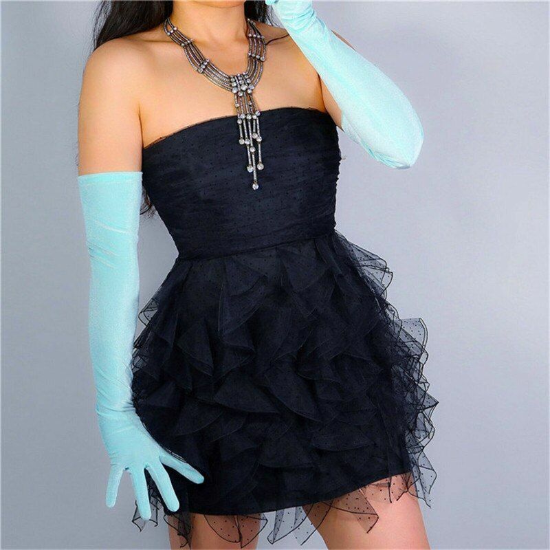 Fashion Velvet Gloves 22/40/50/60/70cm Long Opera Women Elastic Touchscreen Mitt