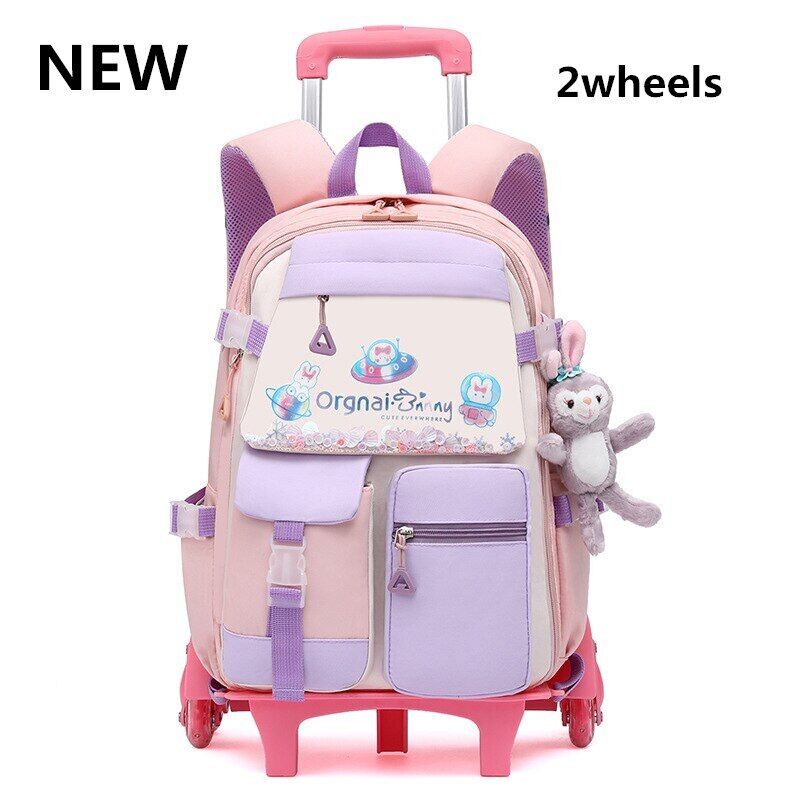 Girls Wheel School Bags Children Primary School Backpack Kids Book Bag Schoolbag