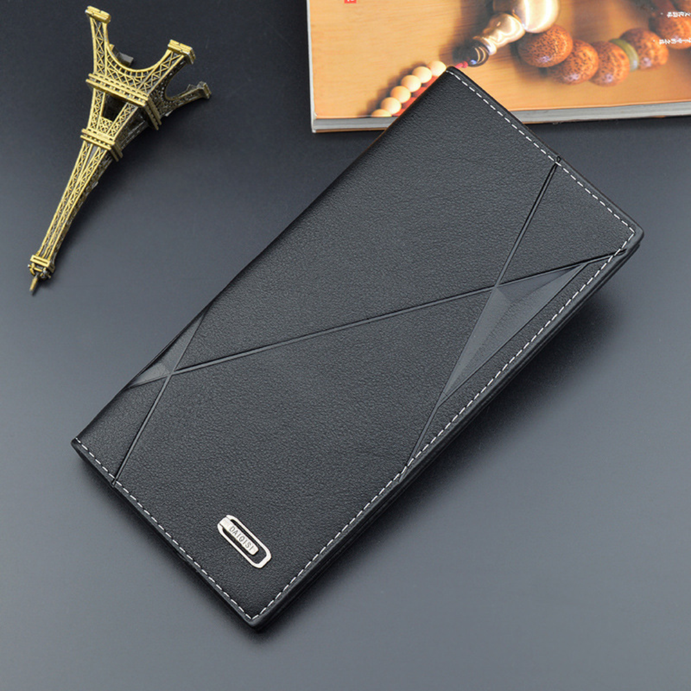 Men's Bifold Leather Wallet Long Zip Clutch Purse Credit Card Holder Handbag