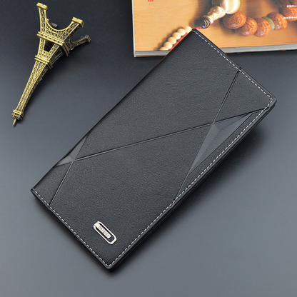 Men's Bifold Leather Wallet Long Zip Clutch Purse Credit Card Holder Handbag