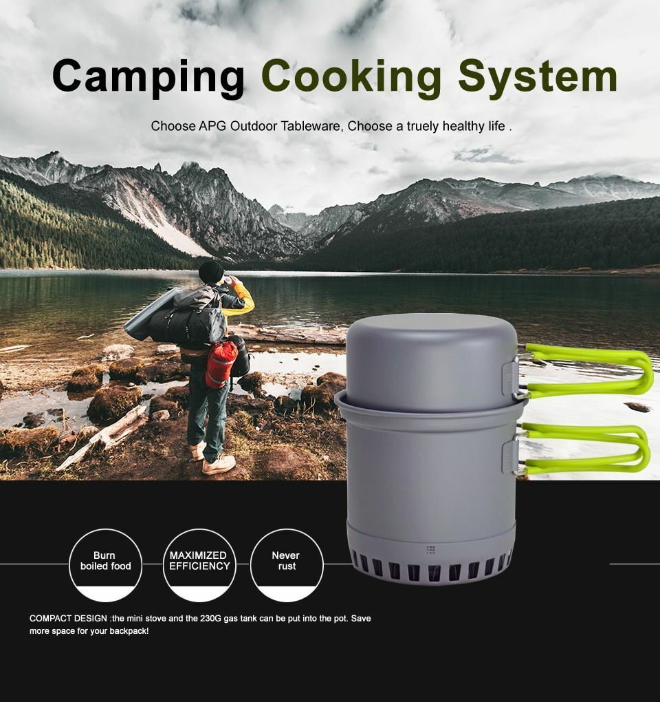 Aluminum Pot Pan Set Camping Cookware Cooking System Outdoor Tableware 0.75/0.5L