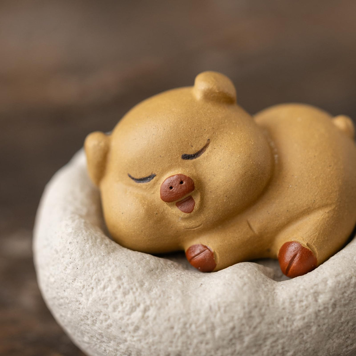 Piggy Yellow Mud Purple Sands Tea Pet Ornament 6.2cm Tea Set Decoration Tea Play