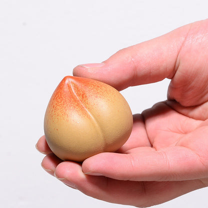 Peach Statue Creative Tea Pet Yixing Zisha Purple Clay Table Decoration Small