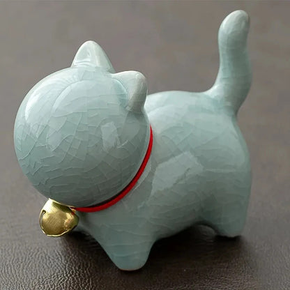 7cm Ceramics Fortune Cat Ornament Tea Pet Desktop Ornaments Tea Set Accessories
