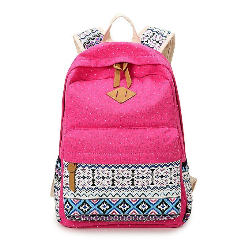 Canvas Printing Backpack School Bag Cute Black Polyester Purse Gray/Black/Purple
