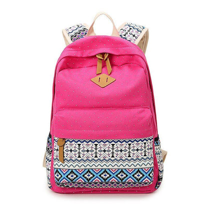 Canvas Printing Backpack School Bag Cute Black Polyester Purse Gray/Black/Purple