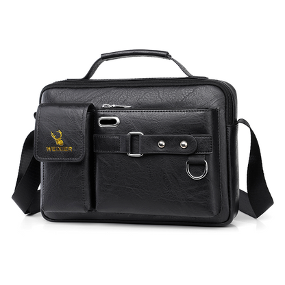 Men's Shoulder Messenger Bag PU Leather Handbag Business Crossbody Bag Briefcase