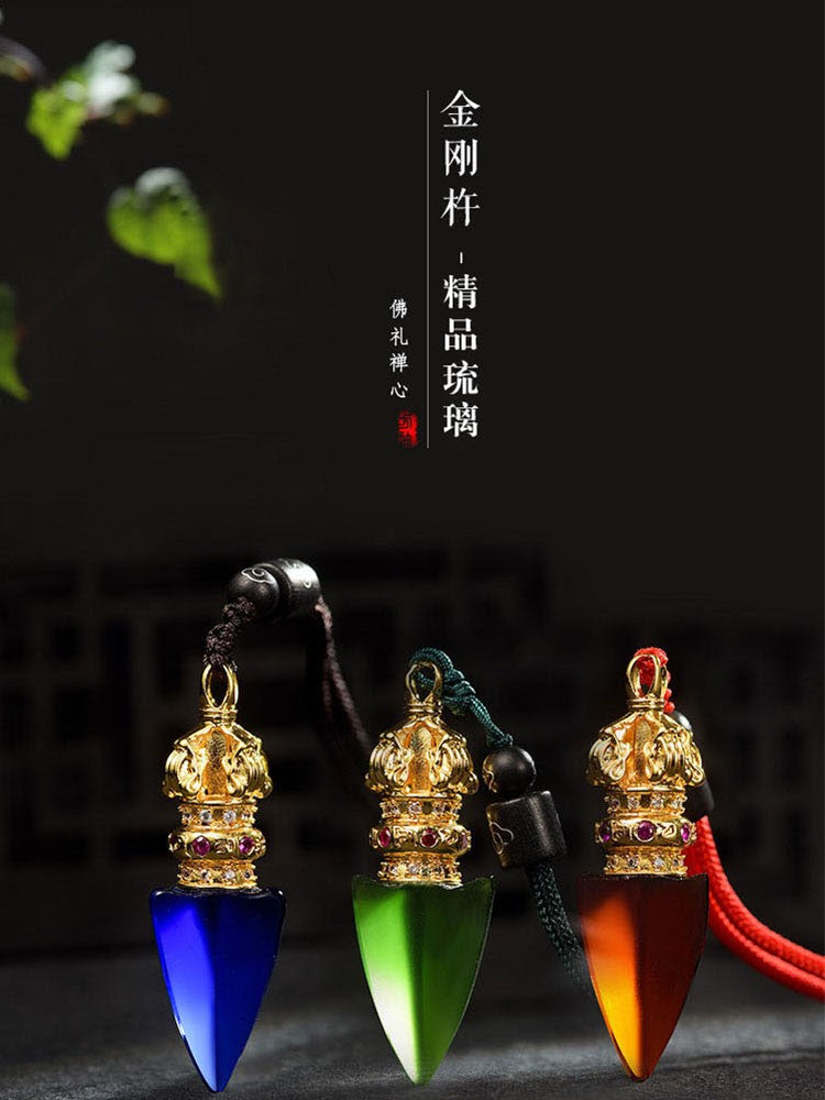 Glass Copper Vajra Pestle Pendant Pendant Necklace Pendant Amulets