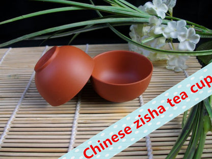 2pcs Chinese Yixing Zisha Tea Set Cup Red Stoneware Marked Teacup