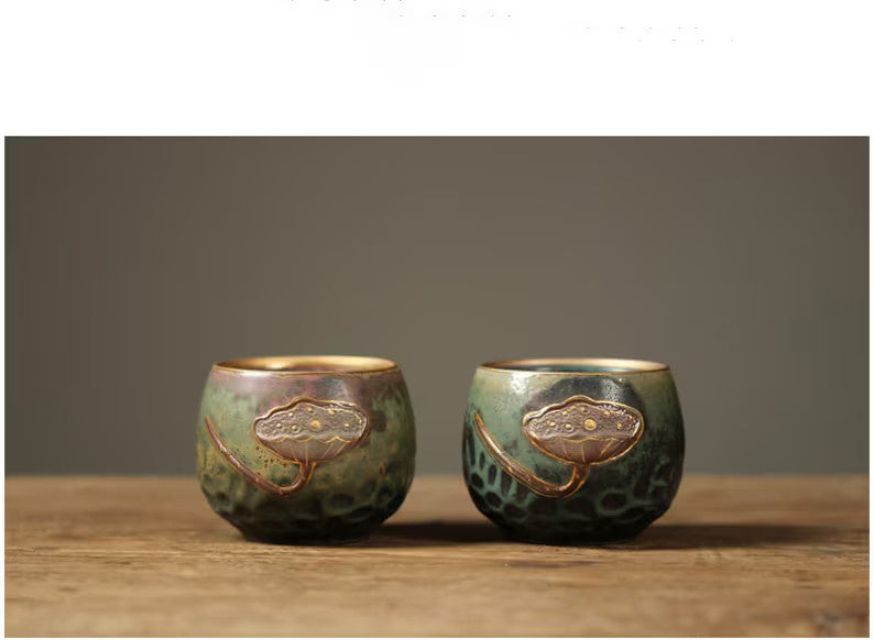 Embersceramic Ceramic Tea Cup Green Lotus Chinese Tea Cups