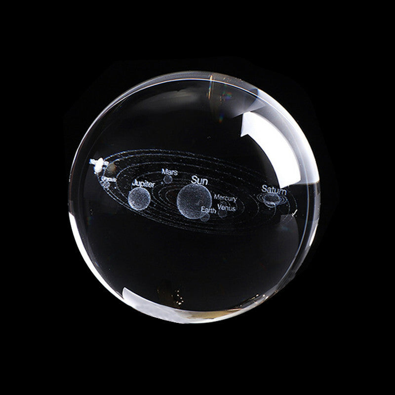 Laser Engraved Solar System Ball 3D Miniature Planets Model Sphere Glass Globe