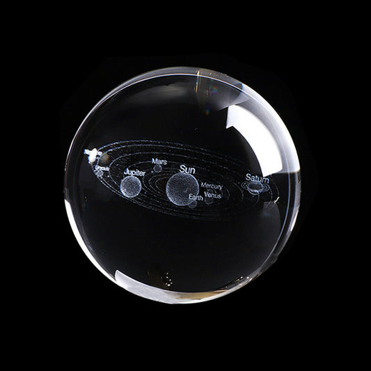 Laser Engraved Solar System Ball 3D Miniature Planets Model Sphere Glass Globe