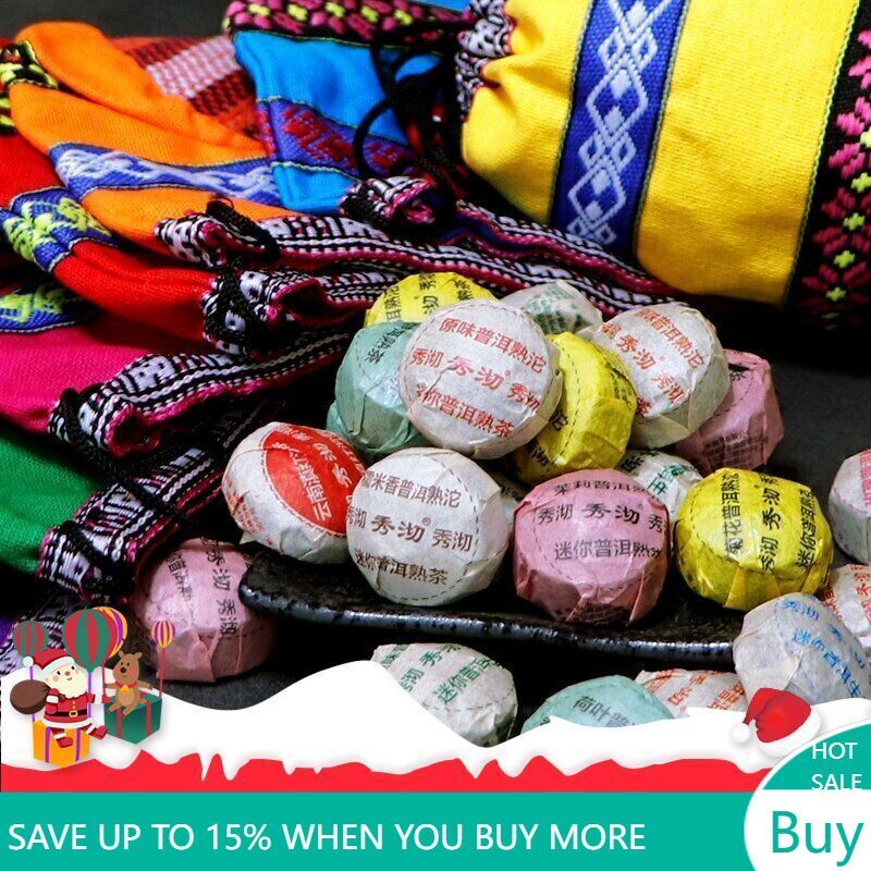 50 Pcs 10 Different Flavors Pu'er Mini Tuo Cha Raw and Ripe Pu-erh Mix Gift Bag