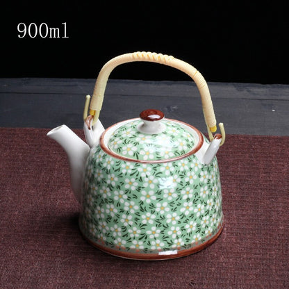 900ml China Porcelain Teapot With Strainer Net High Capacity Tea Pot For Hotel