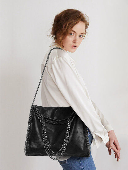 Frosted Material Handbag Woven Foldable Shoulder Women Multi-Funcation Bag Big