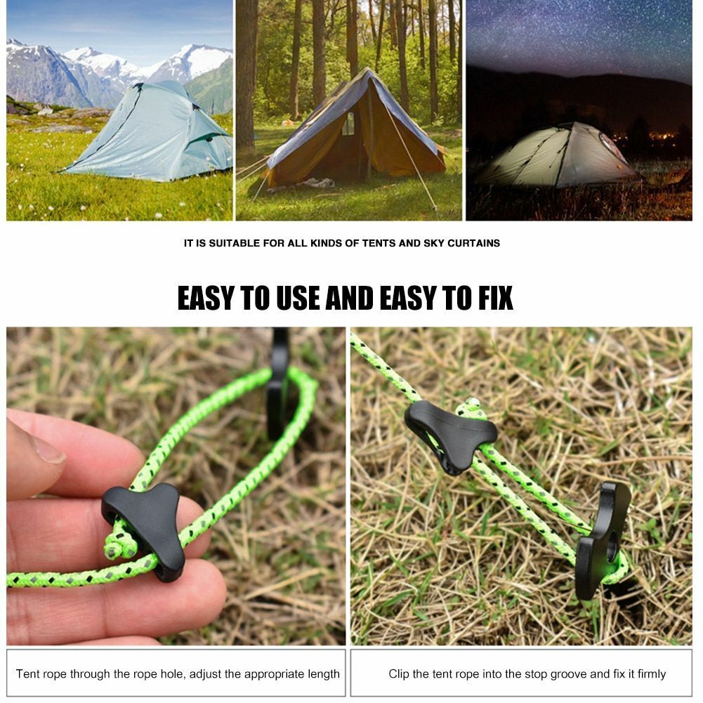 10/20Pcs Tent Awning Rope Buckles Fastener Adjuster Non-Slip Cord Camping Tools