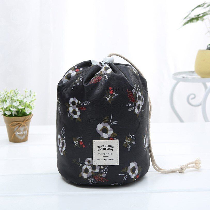 Round Waterproof Makeup Bag Traveling Organizer Storage Toiletry Case