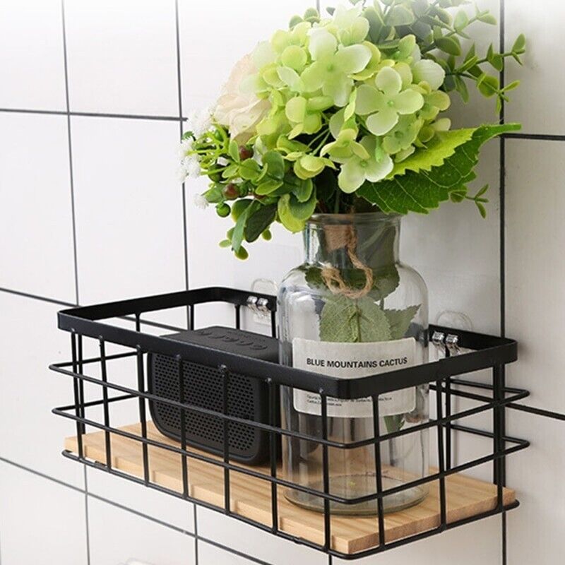 Metal Shelf 30cm Wall Spice Rack Holder Kitchen Pantry Storage Organiser Basket
