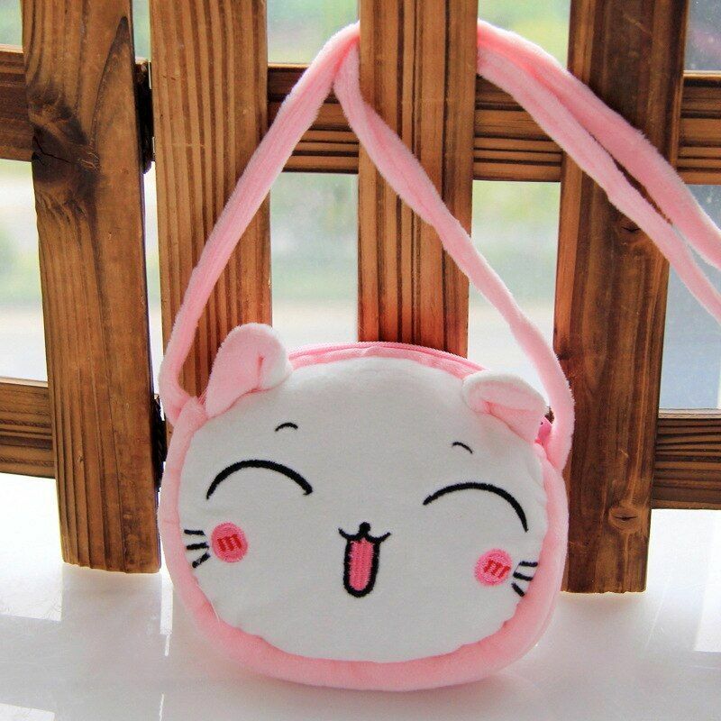 Cartoon Plush Lovely Children Purse Messenger Bags Animal Panda Cat Fluffy Baby