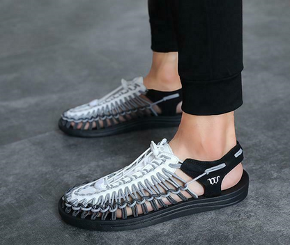 Men's Knit Flats Sandals Breathable Handmade Causal Beach Summer Stylish New