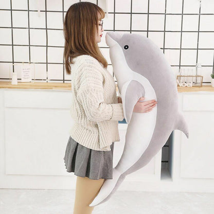 Large Plush Dolphin Stuffed Toys 30~120cm Sea Animal Soft Baby Sleeping Pillows
