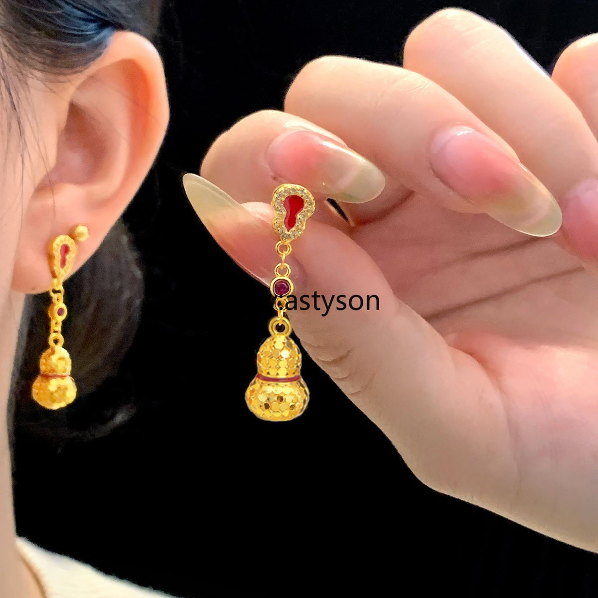 Brushed Gourd 24K Gilding YELLOW GP GOLD Earrings