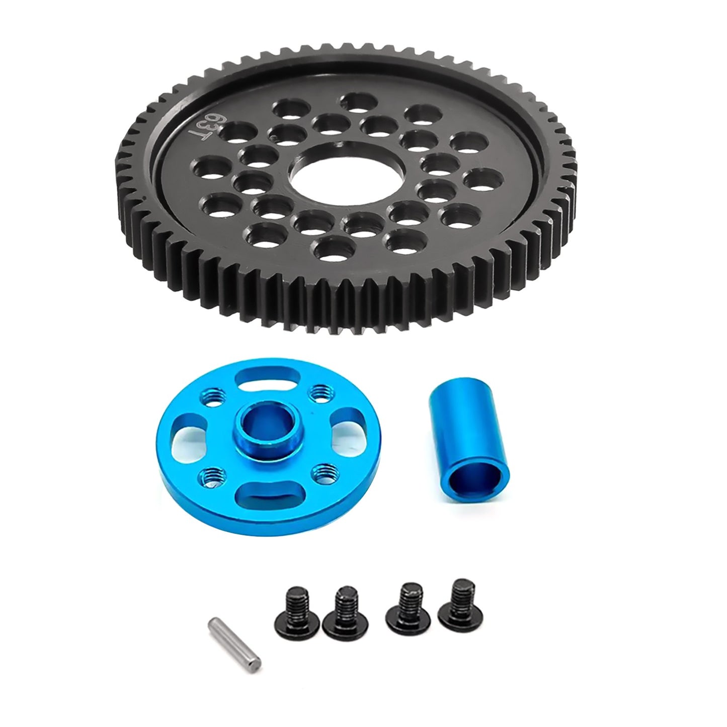 RC Gears High-Speed Metal Gear Aluminum Kit for TAMIYA TT-02 RC Crawler Car 63T