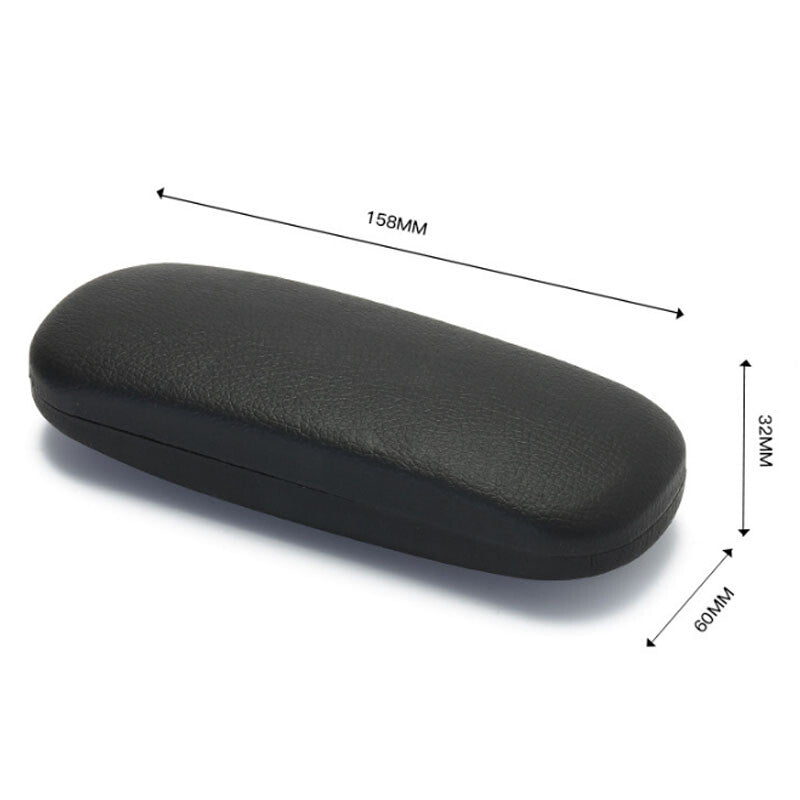 NEW Clam Shell Hard Eyeglasses PU Glasses Case Black w/Microfiber Cleaning Cloth