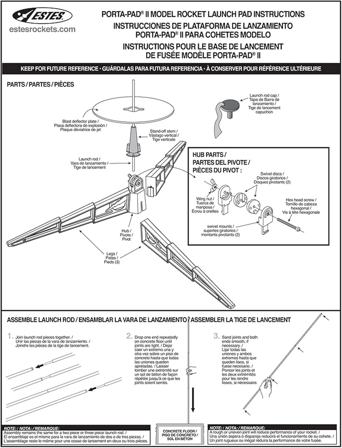 Estes Porta-Pad II Launch Pad with 1/8" Launch Rod for Model Rockets (302215)