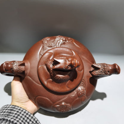 Chinese Yixing Zisha Clay Handmade dragon Exquisite Teapot 品名：鱼化龙壶 低款：大清光绪宫廷御制