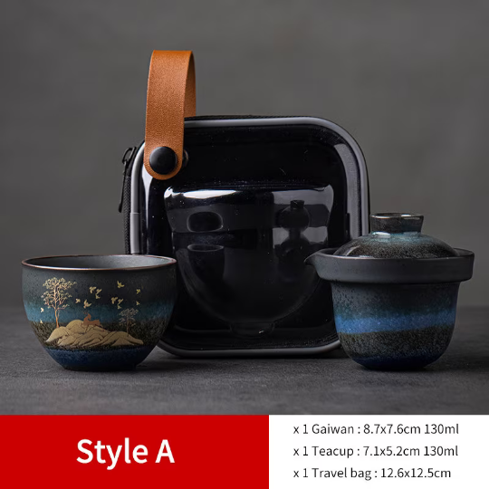 Cute Deer Ceramic Tea Cups and Sets Portable Travel Tea Set