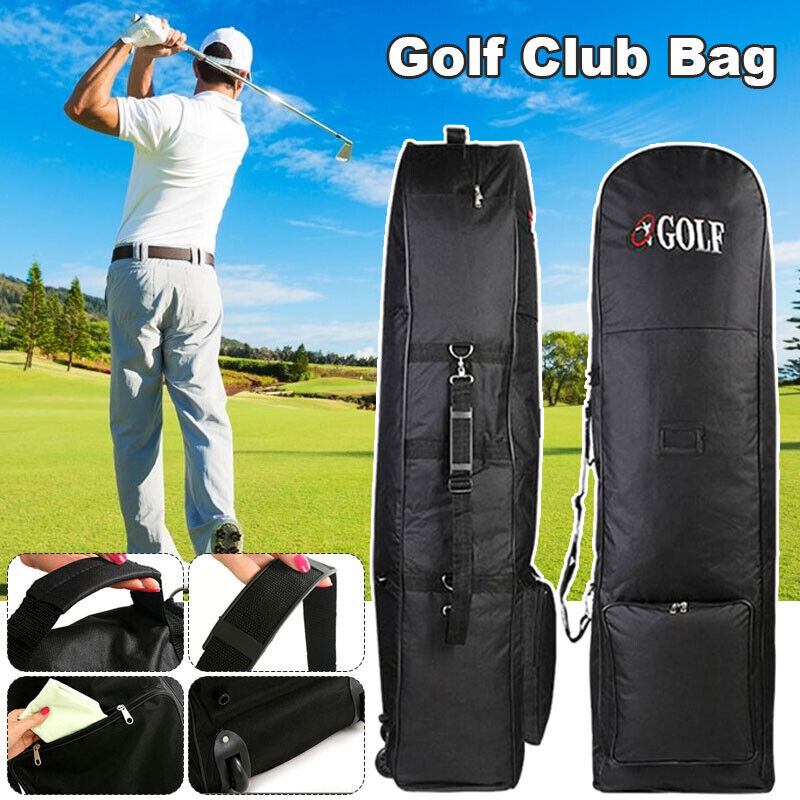 Golf Club Bag Wheeled Travel Cover Bag Case Deluxe Flight Protector Luggage New